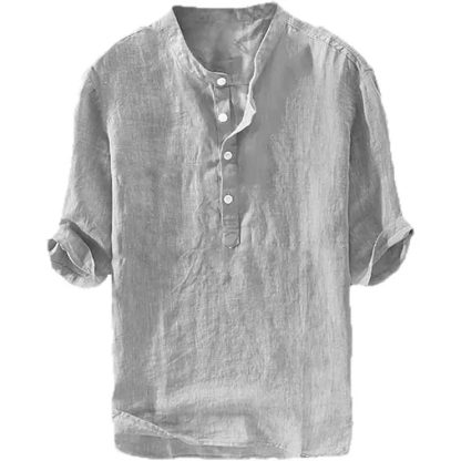 Men's Casual Linen 3/4 Sleeve Lightweight Henley Shirt
