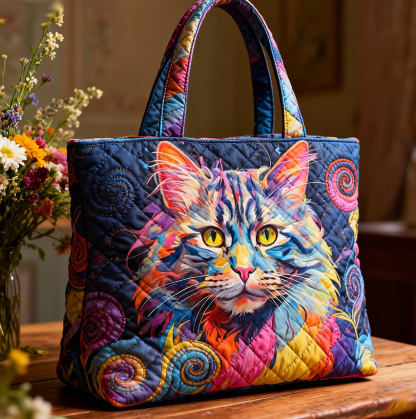 Art Cat Quilted Tote Bag