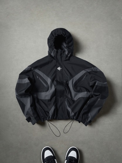 Men's High Street Patchwork Tracksuit Reflective Windbreaker Jacket Athletic Joggers Techwear Set