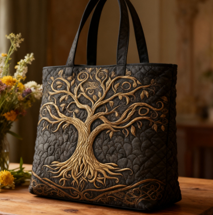 Tree Of Life Quilted Tote Bag