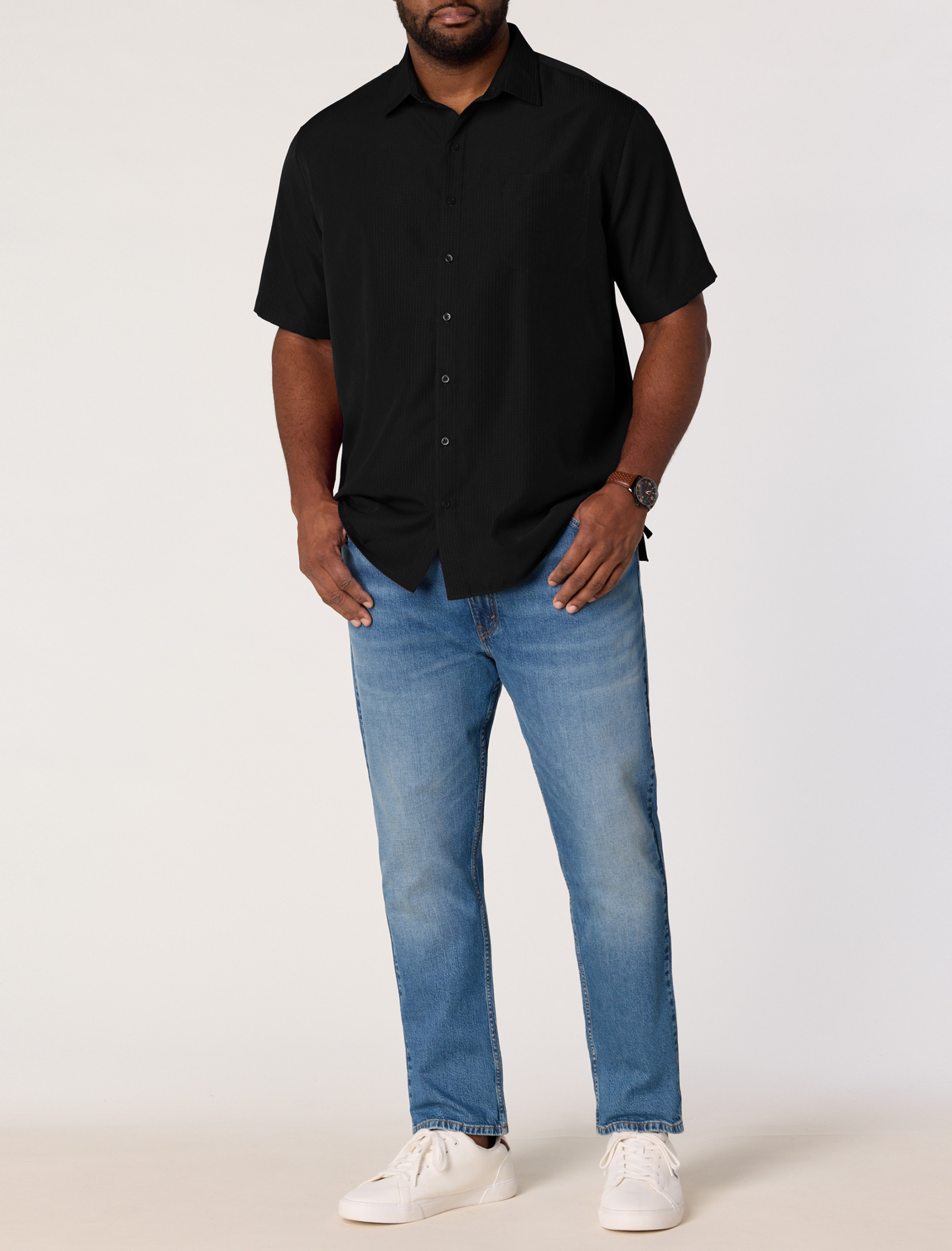 Microfiber Comfort Grid Sport Shirt