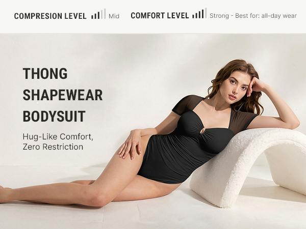 FeelinGirl Women Short Sleeve Bodysuit Tummy Control Shapewear Mesh Ruched One Piece Leotard Shirts Going Out Tops FeelinGirl Women Short Sleeve Bodysuit Tummy Control Shapewear Mesh Ruched One Piece Leotard Shirts Going Out Tops