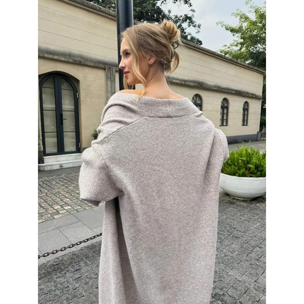 Three-Piece Knit Bustier Cardigan Pants Set