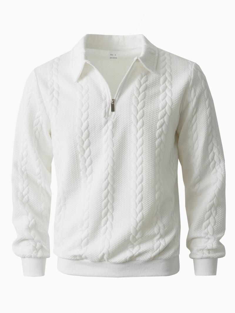 Men's Fall Winter Polo Neck Long Sleeve Sweatshirt for Daily Wear, Old Money Half-Zip Design, Casual Versatile Trendy Simple Sweatshirt，Essential for Men's Wardrobe
