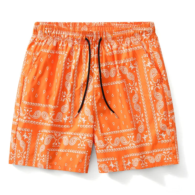 Men's Paisley Pattern Drawstring Short Beach Short