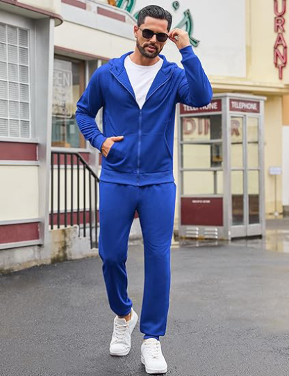 🔥Men's Tracksuits 2 Piece Outfits Long Sleeve Full Zip Hoodie and Sweatpants Jogging