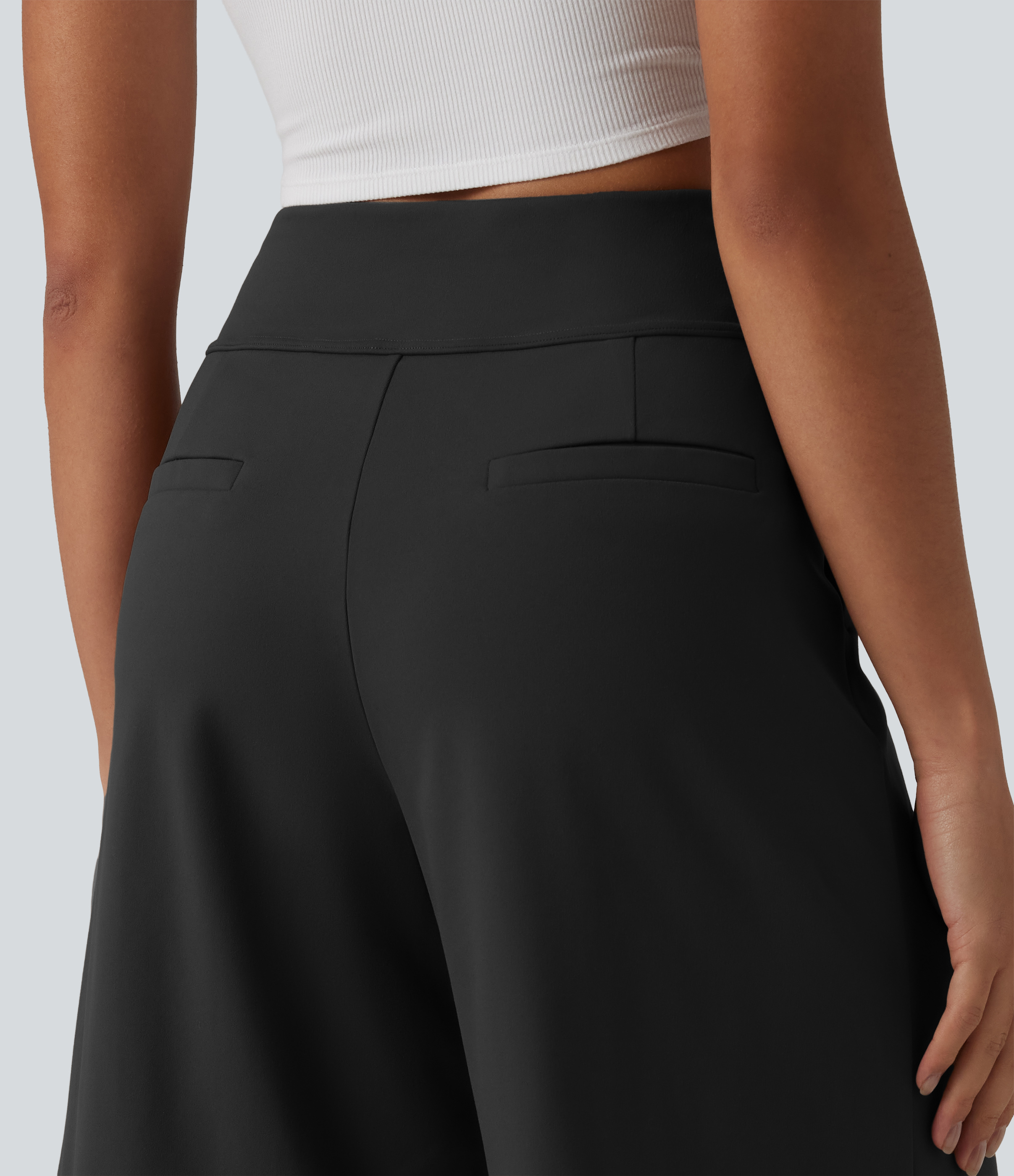 DayStretch High Waisted Pleated Work Bermuda Shorts 10'' with Pockets