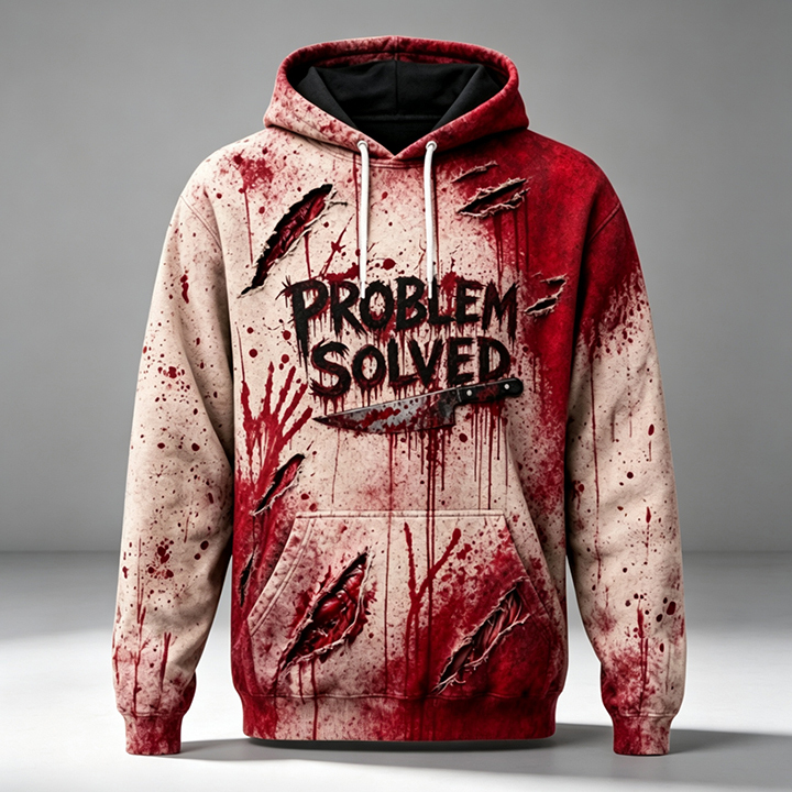 Creepy Shirt - Problem Solved Blood Custom Hoodie