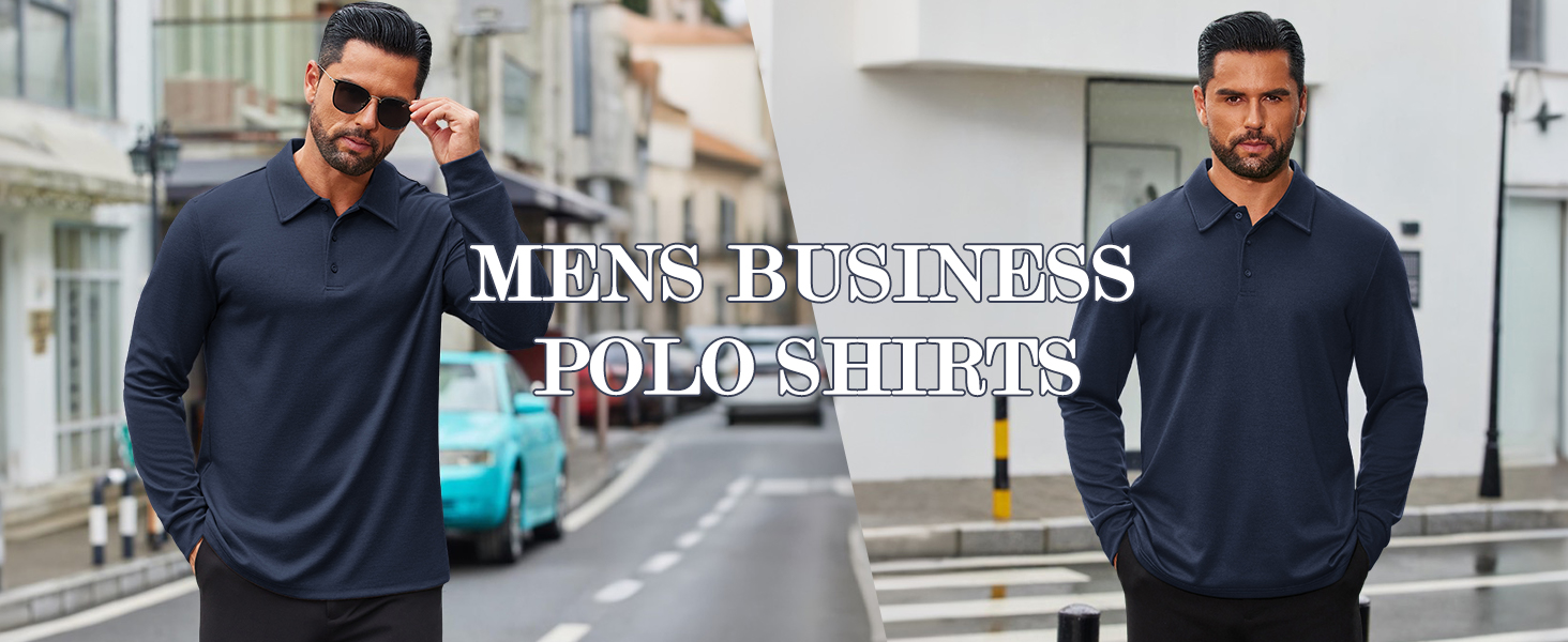 mens long sleeve polo shirts with collar