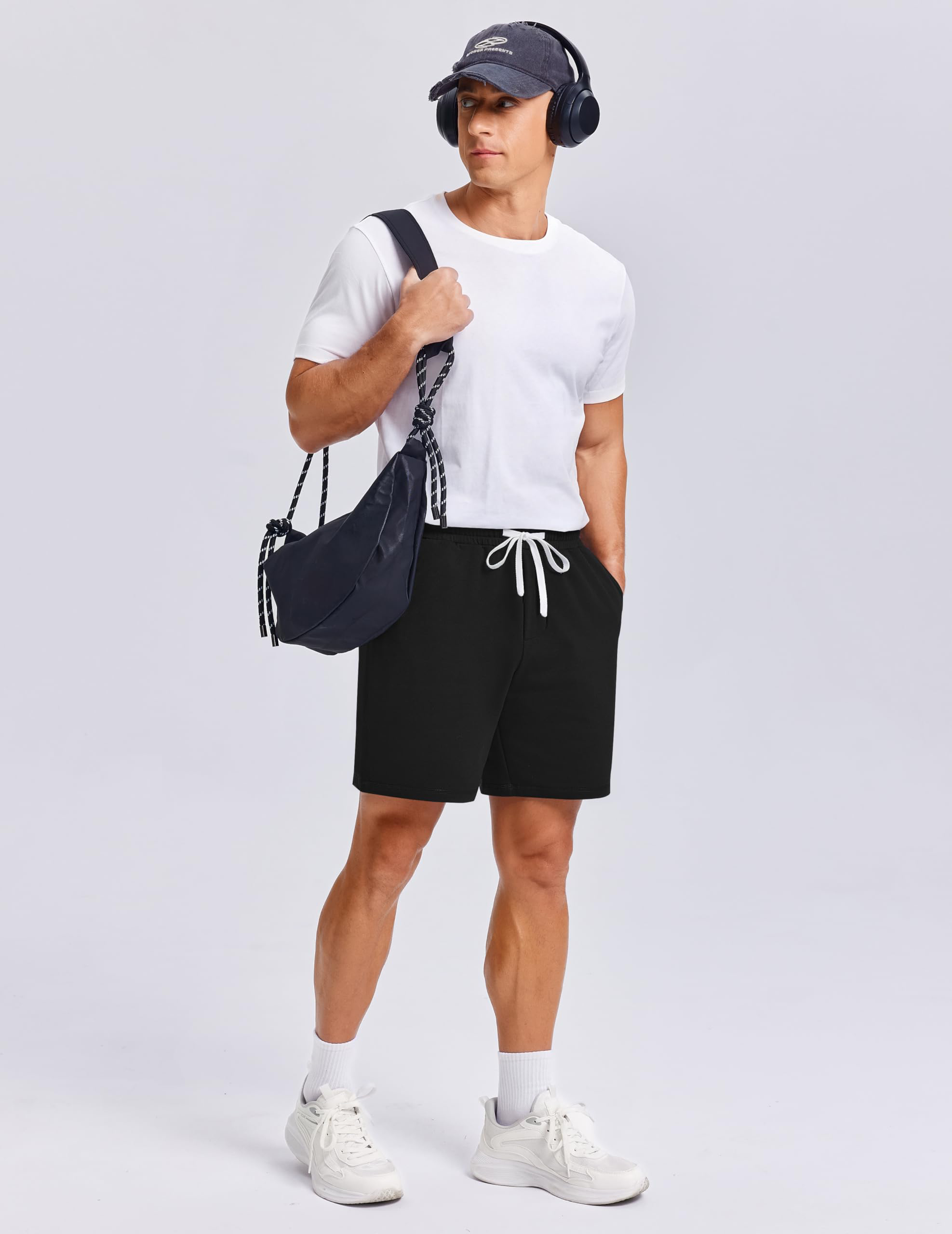 Men's Plain Drawstring Waist Sweat Short Unisex Sport Lounge Short