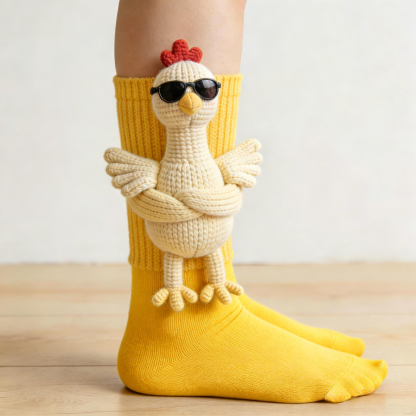 3D Cool Chicken Socks - Yellow