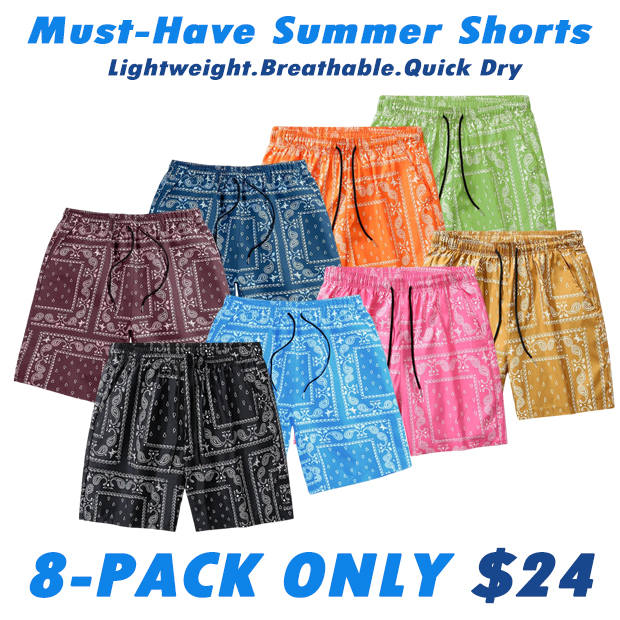 Men's Paisley Pattern Drawstring Short Beach Short