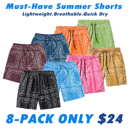 Men's Paisley Pattern Drawstring Short Beach Short