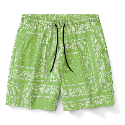 Men's Paisley Pattern Drawstring Short Beach Short
