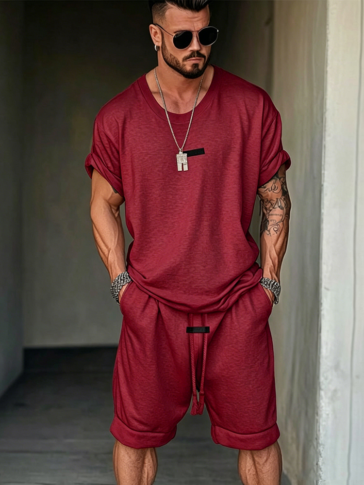 Men's 2-Piece Athleisure Fusion T-Shirt Shorts Set