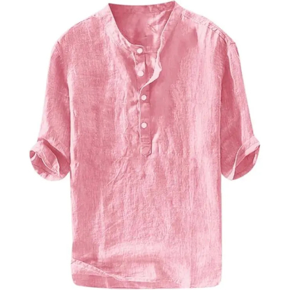 Men's Casual Linen 3/4 Sleeve Lightweight Henley Shirt