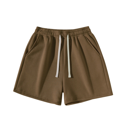 Men's Plain Drawstring Waist Sweat Short Unisex Sport Short