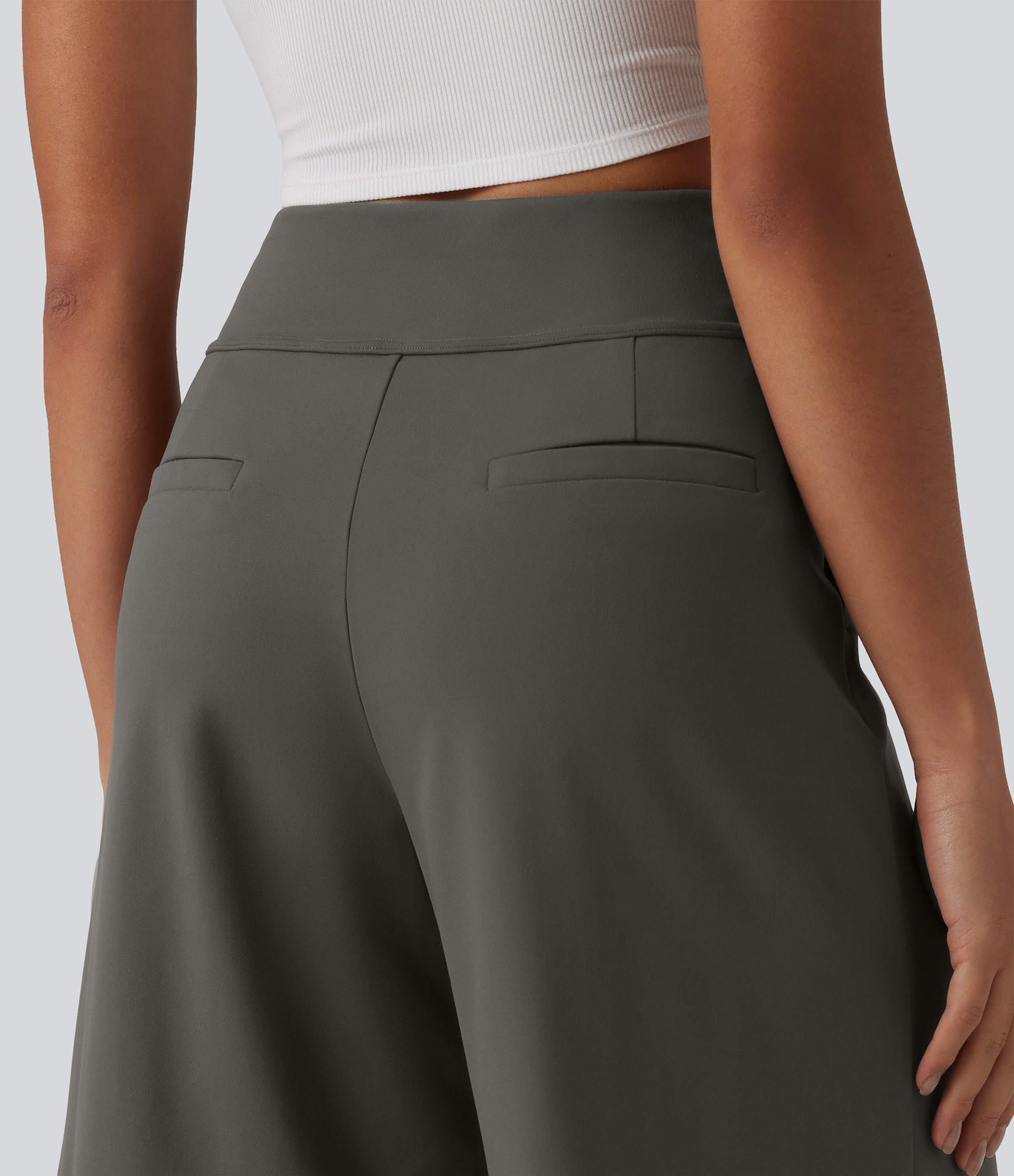 DayStretch High Waisted Pleated Work Bermuda Shorts 10'' with Pockets