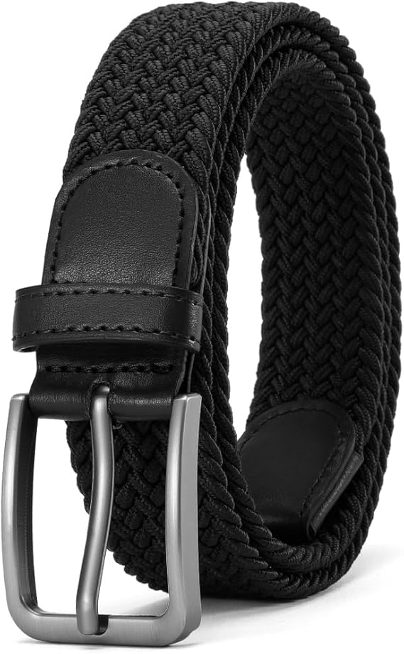 Braided Stretch Belt for Men, Elastic Woven Belt, casual Fabric Golf Belt, Long110cm(43.3") Wide 3.5cm(1.375") for golf pants jeans, Suitable for Waist Size 30"-36"