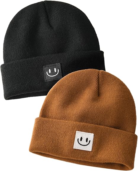 FURTALK Baby Beanie Cute Toddler Winter Hat Knit Boys Girls Warm 2 Pack Kids Embroidered Beanies Cap for 0-8 Years