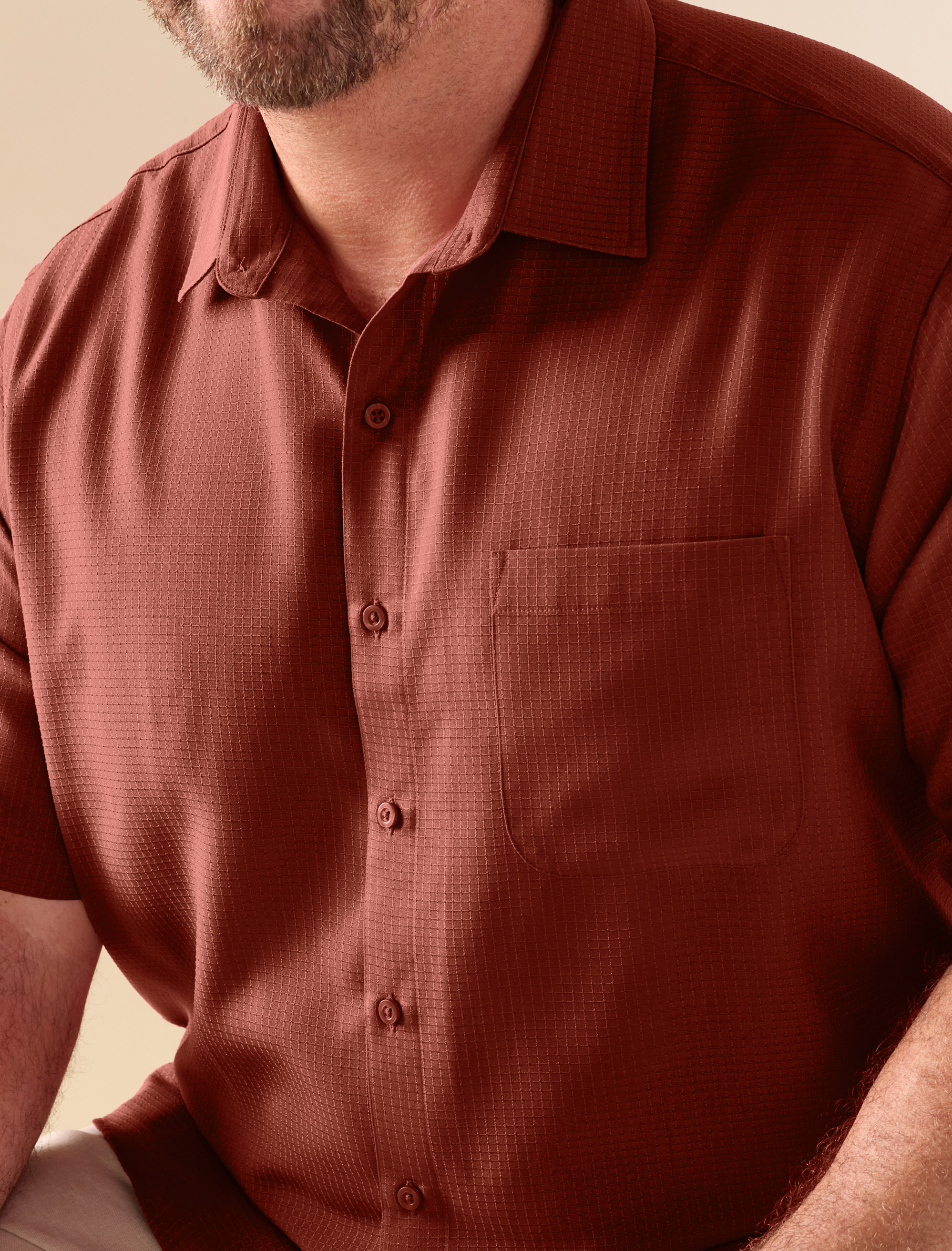 Microfiber Comfort Grid Sport Shirt