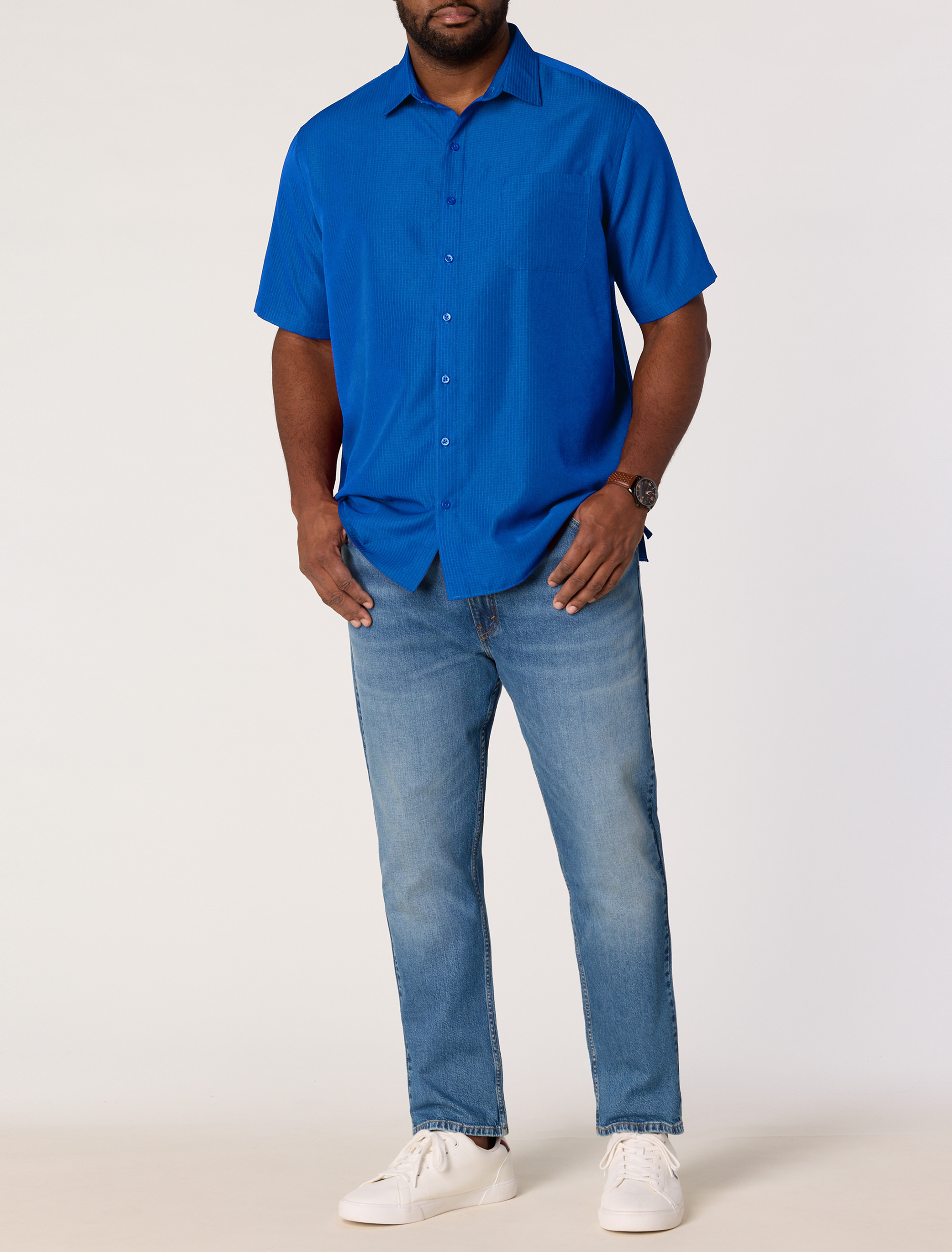 Microfiber Comfort Grid Sport Shirt