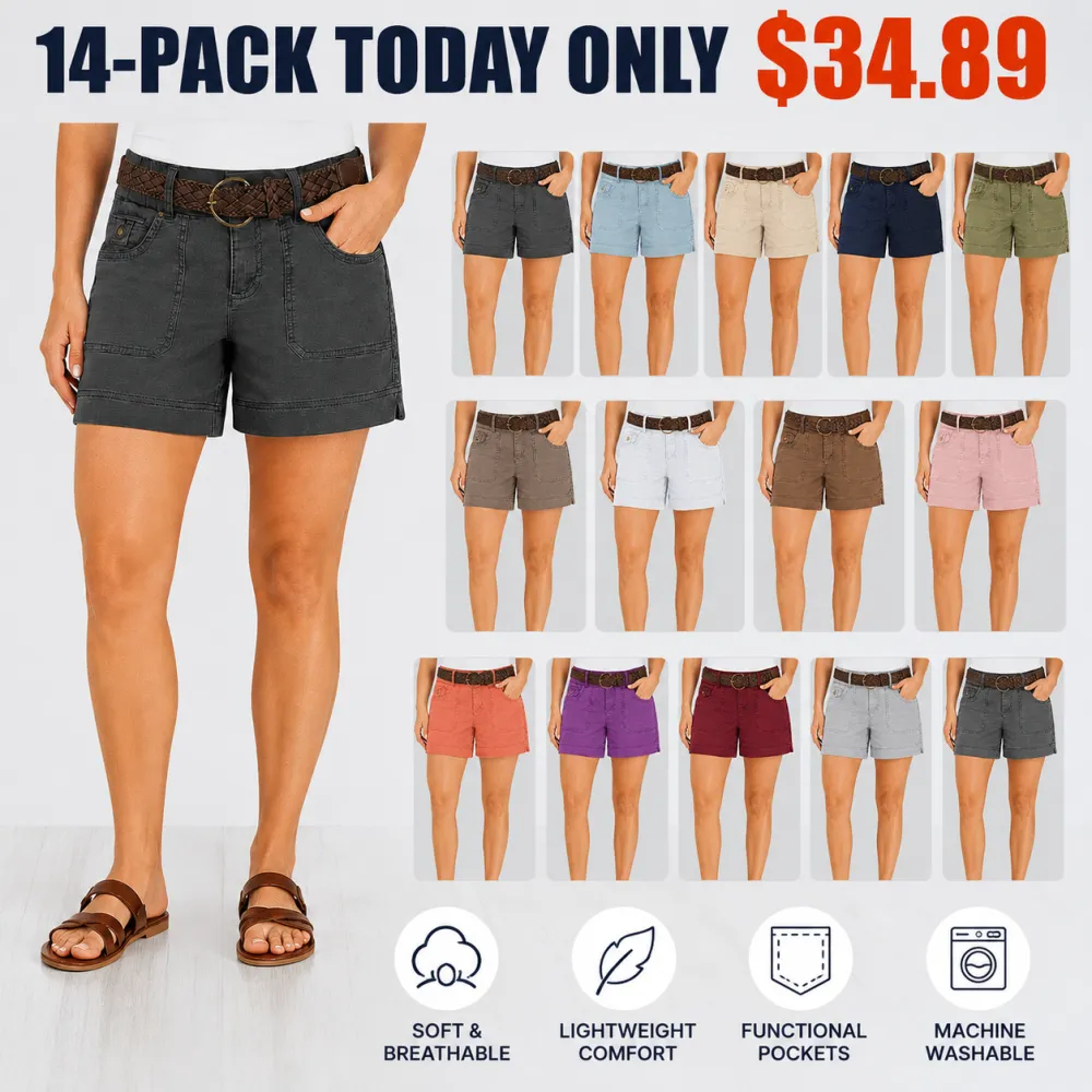 ⚡FINAL SALE⚡ 8-PACK Casual Summer Shorts – Split Side Flap Pocket Shorts Without Belt