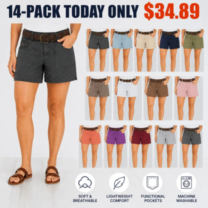 ⚡FINAL SALE⚡ 8-PACK Casual Summer Shorts – Split Side Flap Pocket Shorts Without Belt