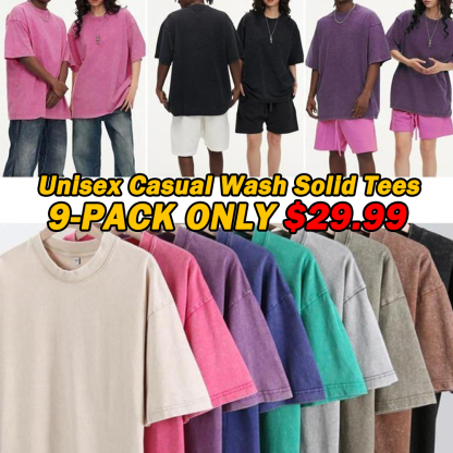 🔥Last Day Promotion🔥Unisex Casual Loose Wash Solid Basic Tees Vintage Oversized T-Shirt