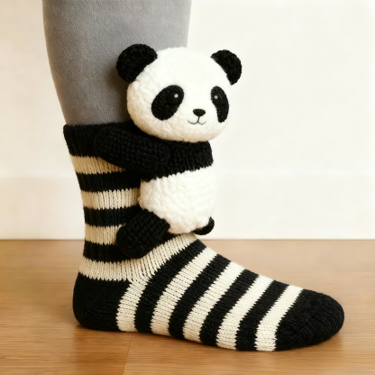3D Cute Panda Socks - Black&White Striped 