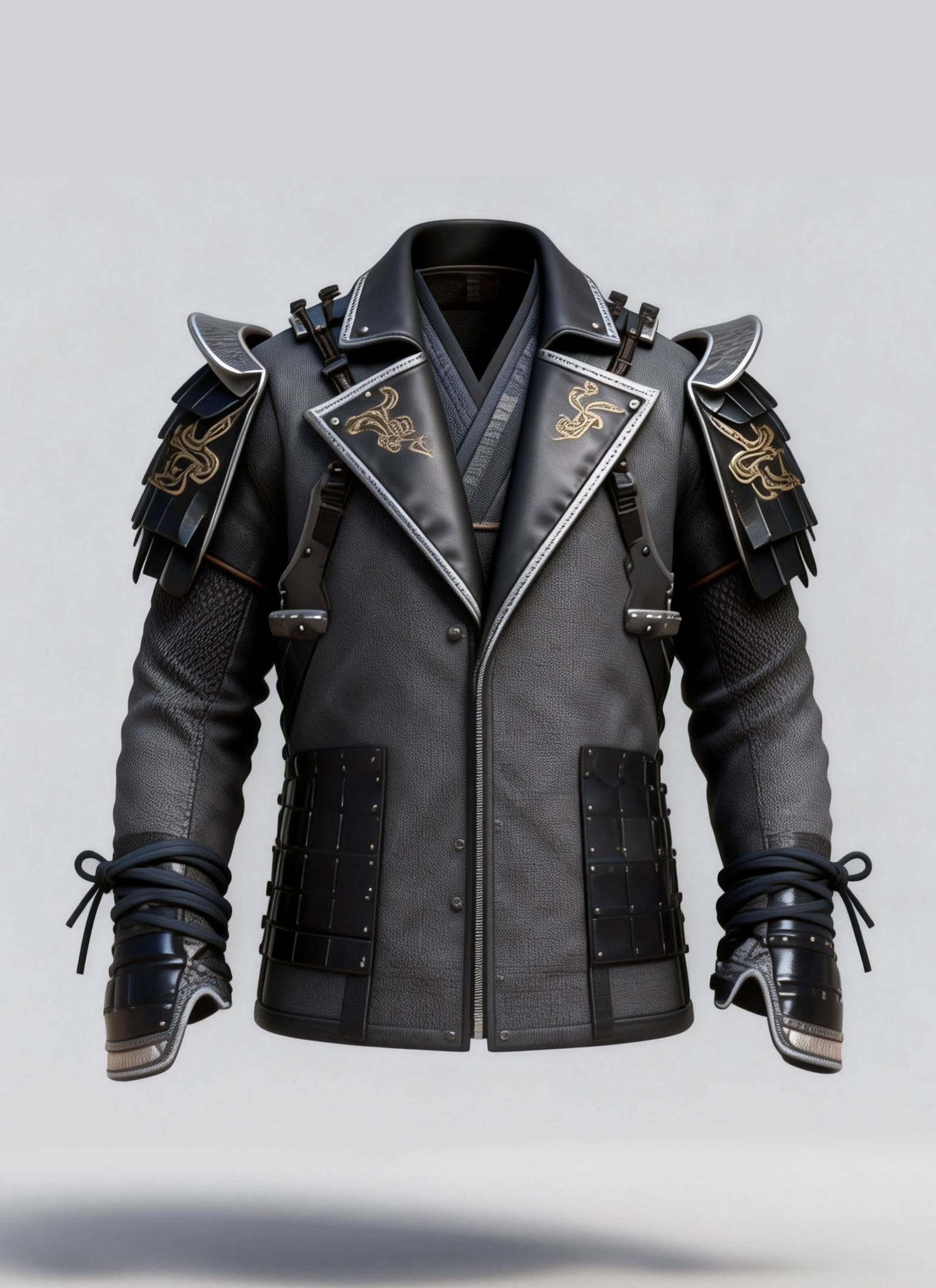 Men's Gothic Grey Leather Jacket Golden Snake Embroidery Cosplay Costume