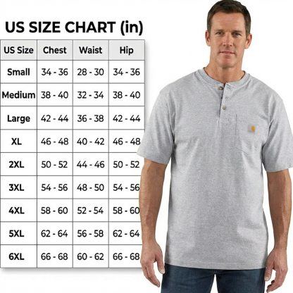🔥Last Day Promotion!🔥CHT Men's K84 Workwear Loose Fit Heavyweight POLOS Henley T-Shirt(Also Available in Big & Tall)