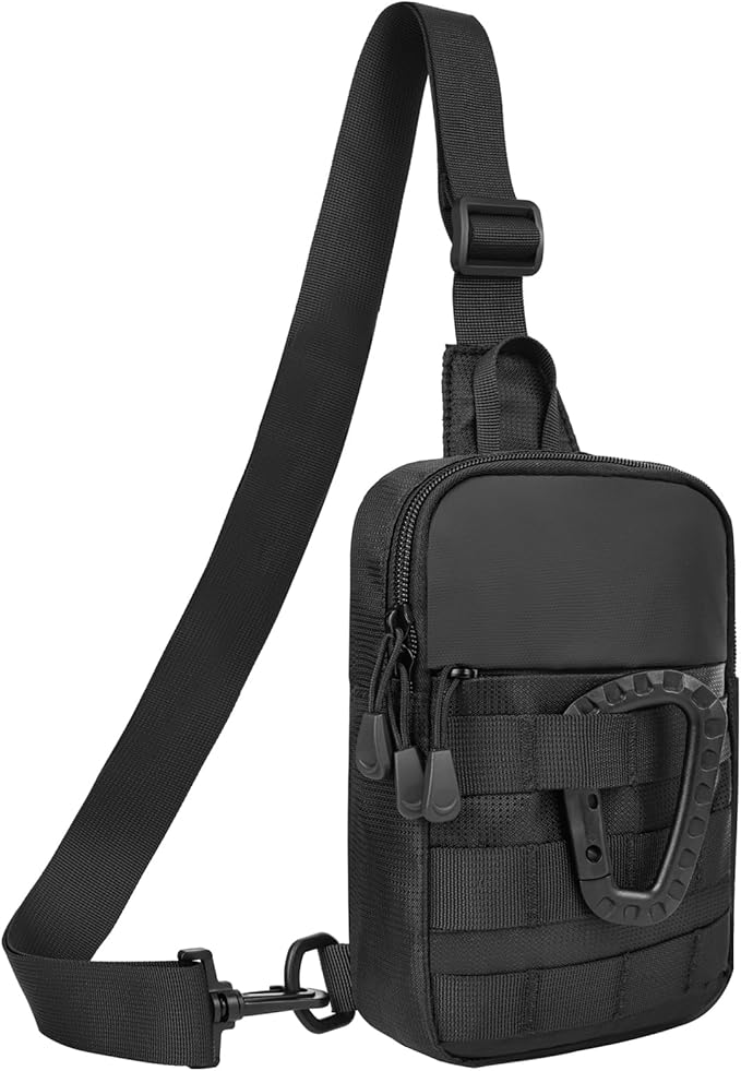 DEYACE 男士小型斜挎包，战术风格防水实用 EDC 迷你斜挎胸包，适合旅行、工作和运动。