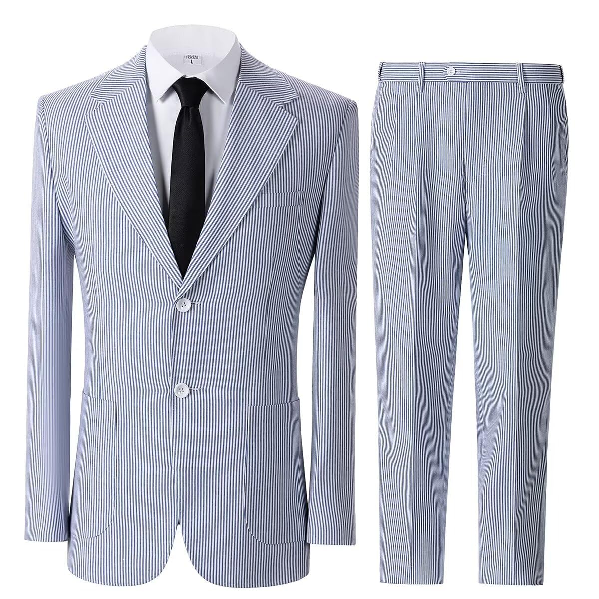 🔥Men's 2-Piece Seersucker Suits Classic Jacket & Trousers