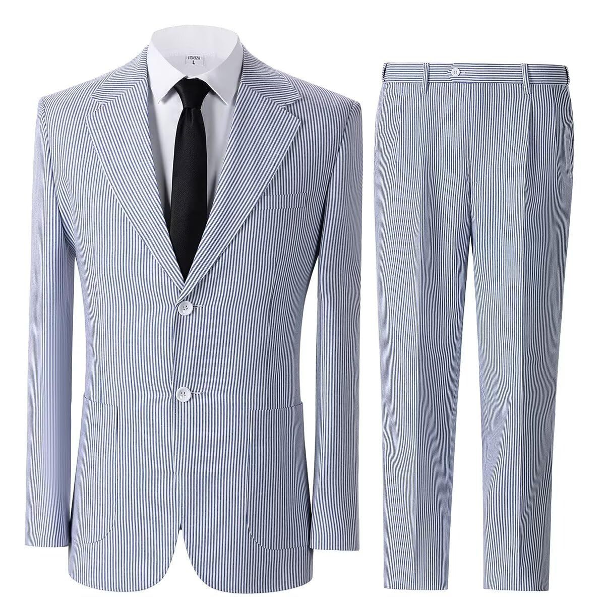 🔥Men's 2-Piece Seersucker Suits Classic Jacket & Trousers