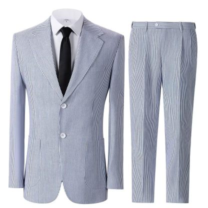 🔥Men's 2-Piece Seersucker Suits Classic Jacket & Trousers