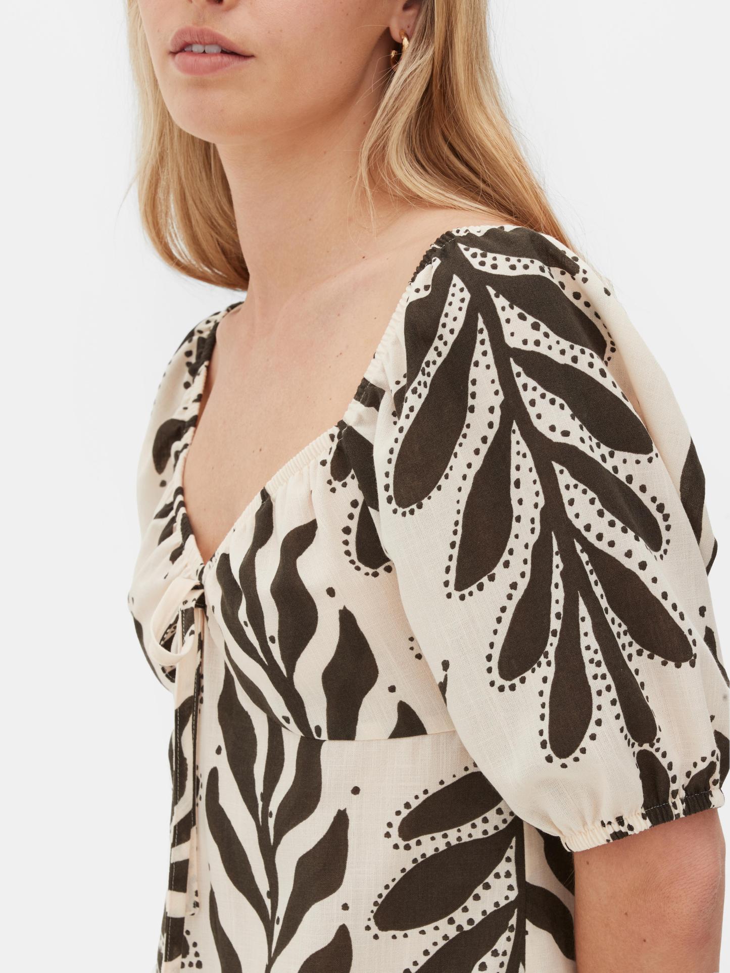 Robe Mi-Longue Imprimée À Smocks