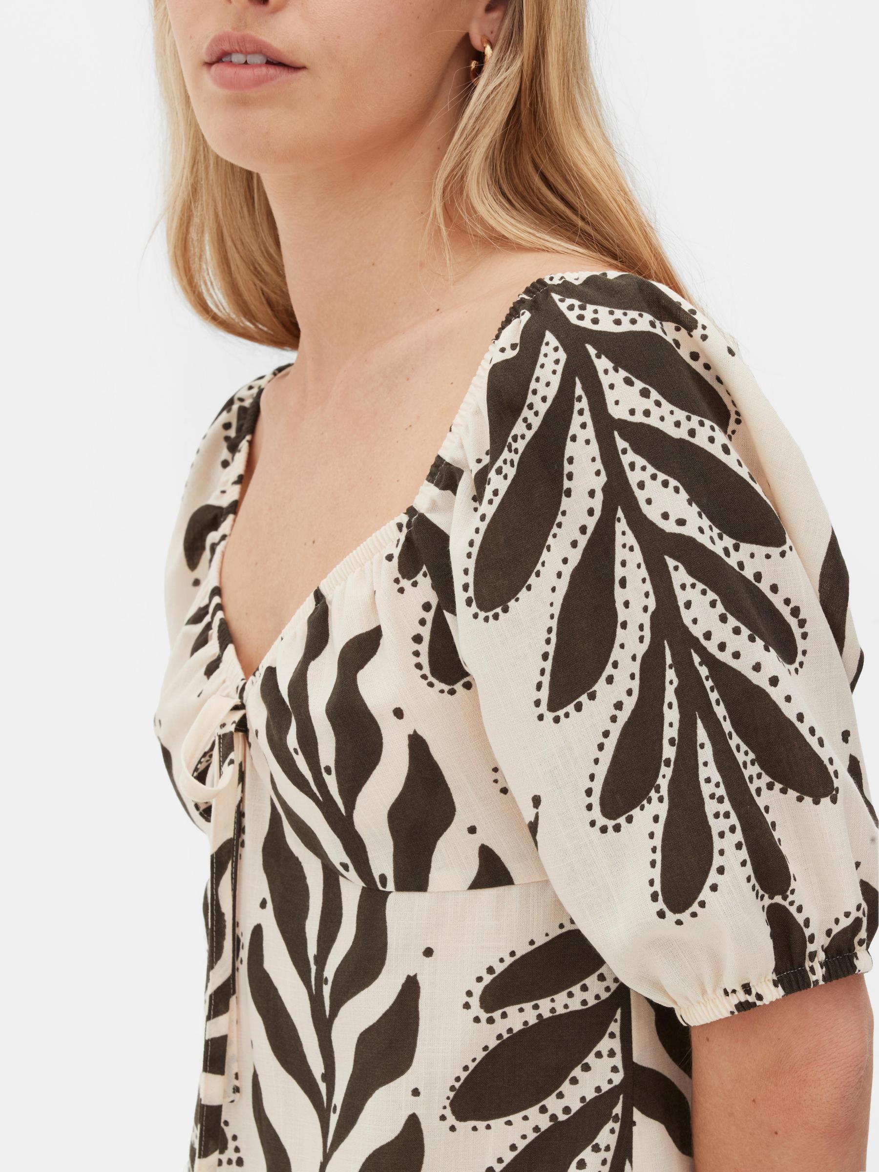 Robe Mi-Longue Imprimée À Smocks