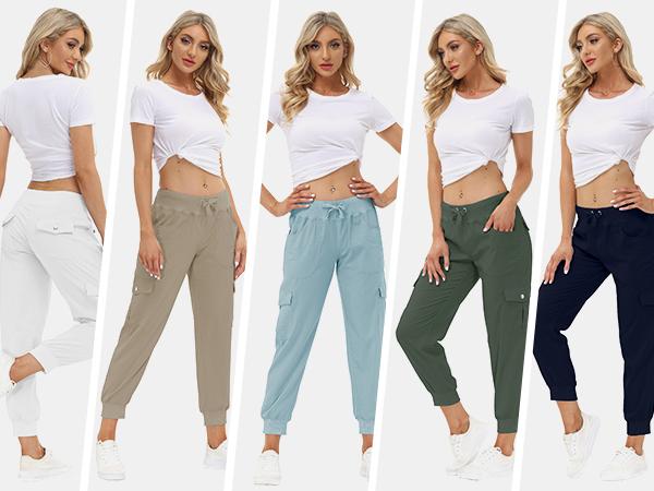 MoFiz PLUS SIZE Lightweight Hiking Cargo Pants Outdoor Quick Dry Casual Travel Sweatpants Joggers Elastic Waist 6 Pockets 4 Button Pockets Comfy Moms over 30 four season Basic XS-4XL