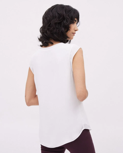 Basic Silky Crepe Cap Sleeve Blouse