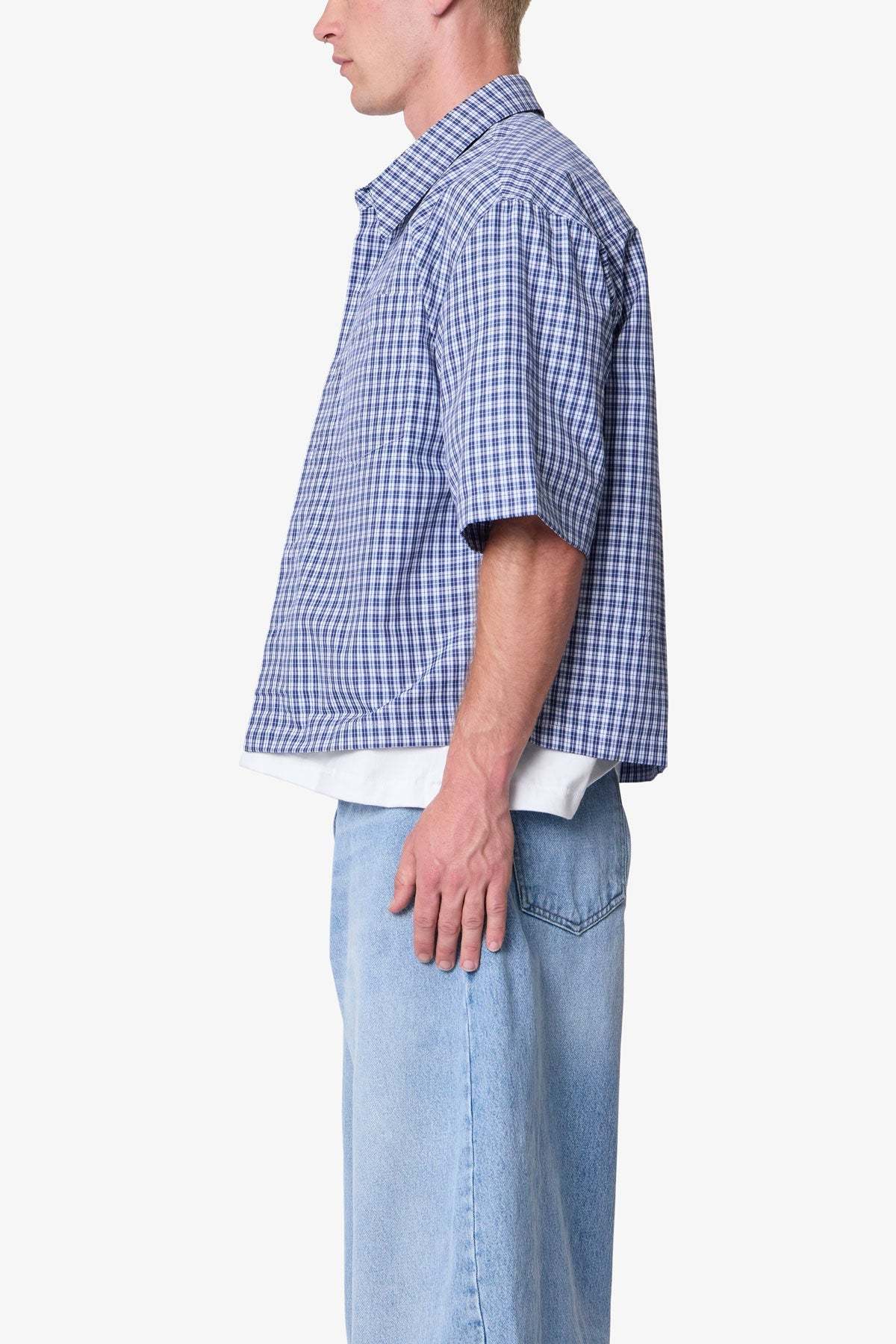 Crispy Poplin Over Shirt - Blue