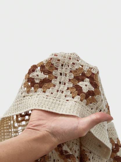 Men's Crochet Knit Button Down Shirt Short-Sleeve Boho Vacation Beach Shirt