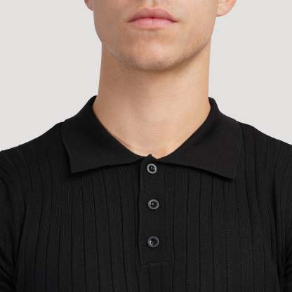 🔥Last Day Promotion!🔥Men's Short Sleeve Old Money Ribbed Knit Polo Shirt