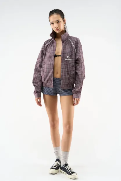 Chamise Checkered Burgundy Zipper