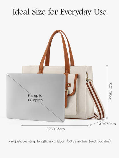 Olivia's Classic PU Leather Handbag for 13-15.6 Inch Laptop Tote