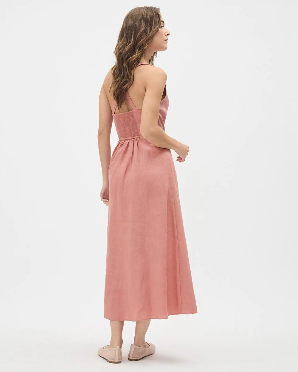 Fit and Flare Sleeveless Maxi Linen Dress