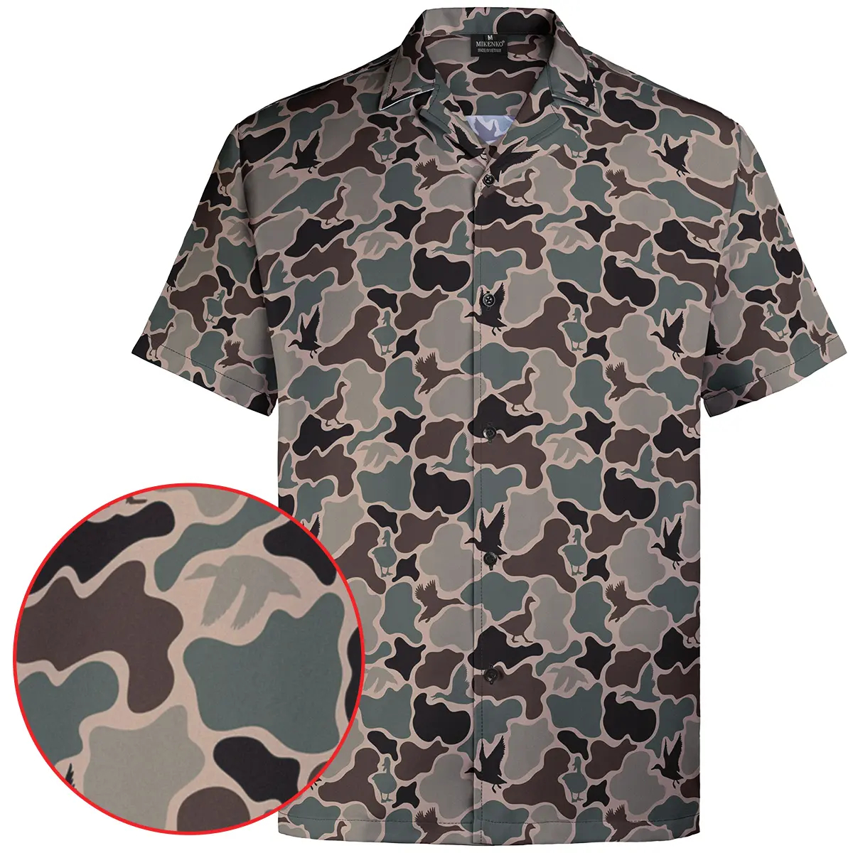 Men's Camo Hawaiian Shirt Duck Hunting Short Sleeve Button-Up Shirts