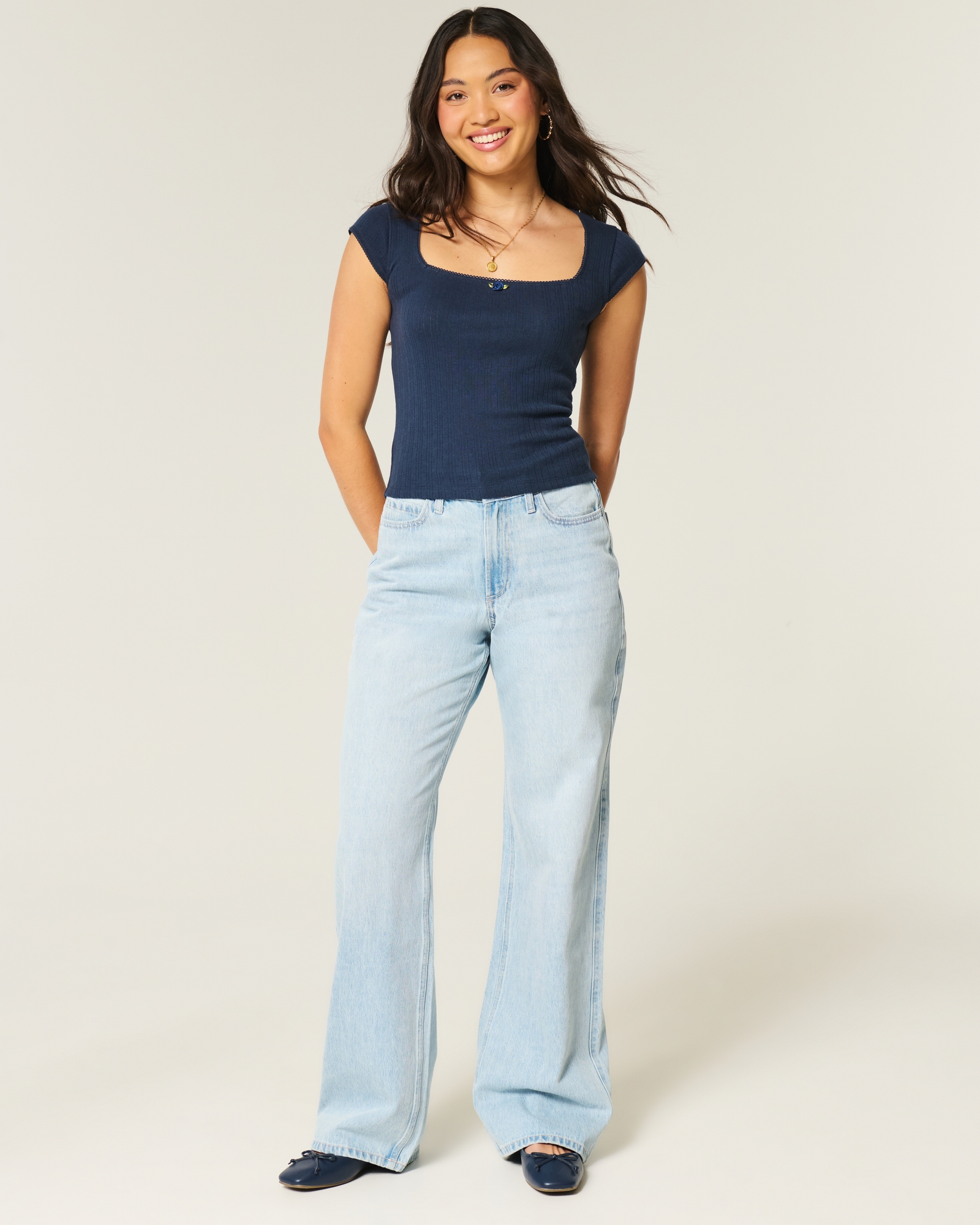 Curvy High-Rise Medium Wash Baggy Jeans
