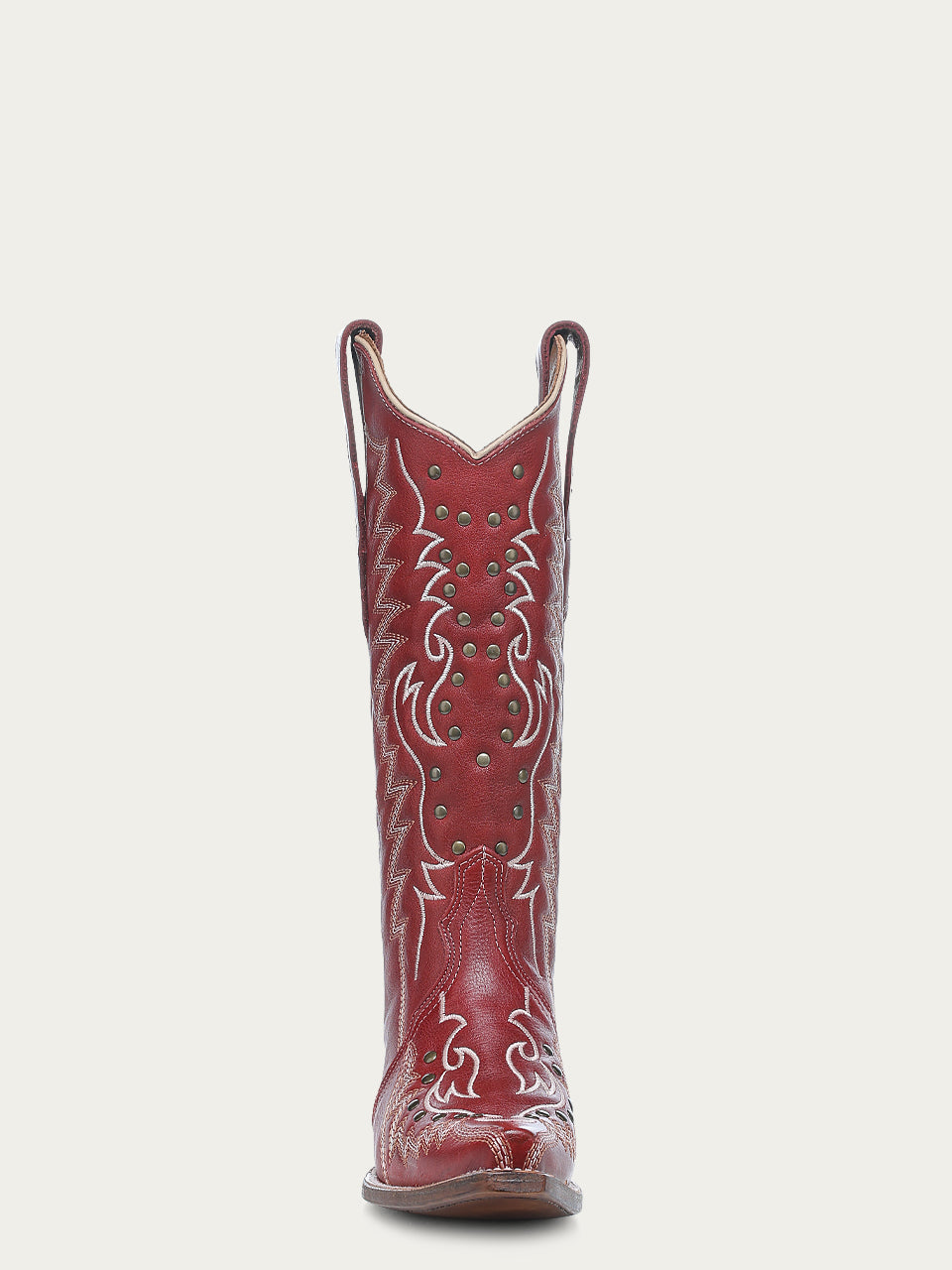 L6117 - WOMEN'S EMBROIDERY AND STUDS RED SNIP TOE COWBOY BOOT