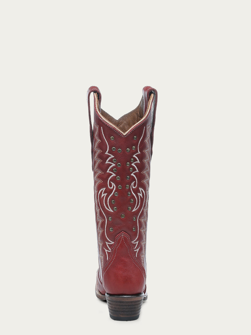 L6117 - WOMEN'S EMBROIDERY AND STUDS RED SNIP TOE COWBOY BOOT